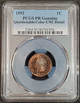 1892 Indian Head Cent Proof PCGS PR Genuine Unc 2364.91/46761956 Exquisite Coin - Image 1 of 4