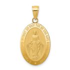 14K Yellow Gold Miraculous Medal Pendant Charm Jewerly 31Mm X 15Mm