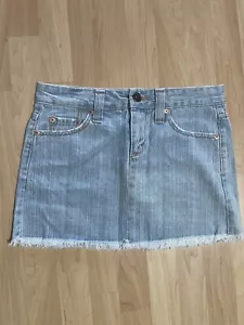 LEVIS 518 Size 5 Super low Raw Hem Mini Skirt Jeans NWOT - Picture 1 of 5