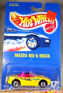 1991 Hot Wheels Blue Card Collector #172 MAZDA MX-5 MIATA Yellow w/Chrome BW Sp - Picture 1 of 5