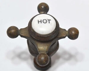 VINTAGE VERTICAL MOUNT BRASS HOT WATER FAUCET FIXTURE - Picture 1 of 9