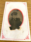 1870S Tintype Photograph Antique Bon-Ton Metal Matted Photo Young Boy With Hat