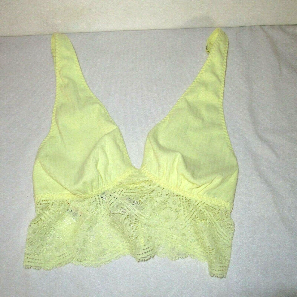 People Womens XS Yellow Daybreak Teagan Lace Trim Bra 38