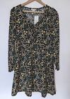 Miss Selfridge Ditsy Print,Black & Yellow Fit And Flare Dress, Size UK 12, BNWT