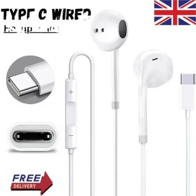 For Apple iPhone 15 15 Pro Max 15 Plus USB C Headphones Earphones Wired Earpod - Image 1 of 2