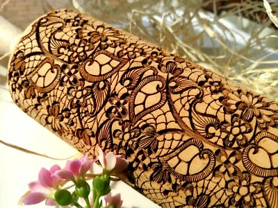 Wooden rolling pin Baking Cookie Textured Embossed Cake Fondant Roller Clay Gift - Image 1 of 4