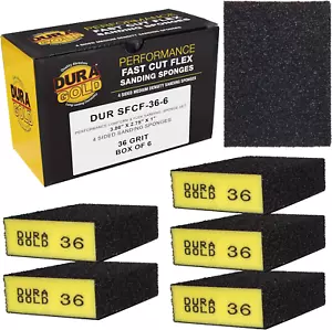 36 Grit 4-Sided Hand Sanding Block Sponges, Box of 6 - Performance Flex 3.9" X 2 - Picture 1 of 12