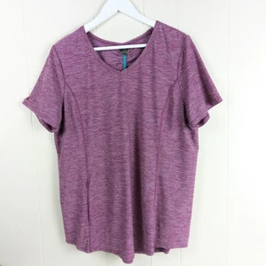 Duluth Trading Co V-Neck Top Size XL Purple Short Sleeve Zip Pockets Popover - Picture 1 of 10