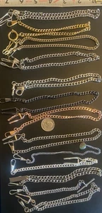VTG/NEW Lot of 13 Gold/Silver Tone Pocket Watch Fob Chain Vest Lobster Dog Clip - Bild 1 von 13