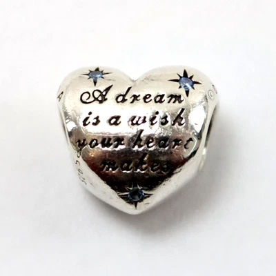 Pandora Sterling Disney Cinderella Heart A DREAM IS A WISH CHARM #791593CFL - Image 1 of 4