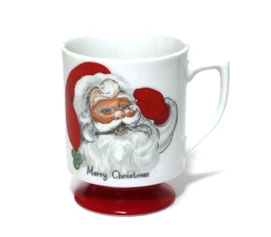 Vintage Lefton Pedestal Christmas Mug Red Santa Claus Porcelain - Picture 1 of 6