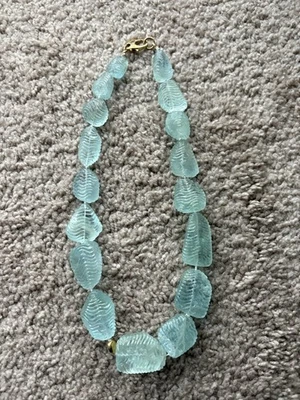 Collar de cuentas gruesas aguamarina 18K 22 pulgadas 240 gramos Foto 1 de 4