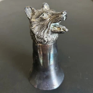 Vintage Wolf Stirrup Cup In Pewter - Picture 1 of 10