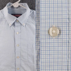 Vineyard Vines Azul Blanco Botones Cuadros Grande Calce Ajustado Murray Todo Algodón - Imagen 1 de 19