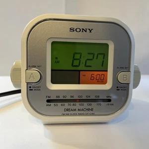 Sony Dream Machine Liv Dual Alarm Clock-Radio ICF-C180 AM/FM Beige WORKS SEE VID - Picture 1 of 20
