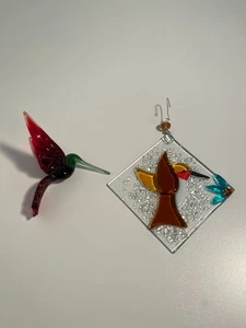 Colibrì Vetro Soffiato e Pressato a Mano Decorazioni Natalizie Prendisole - Foto 1 di 12