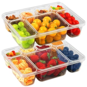 Snackle Box Container, 7 Compartment Divided Serving Tray with Lid, Portable ... - Picture 1 of 9