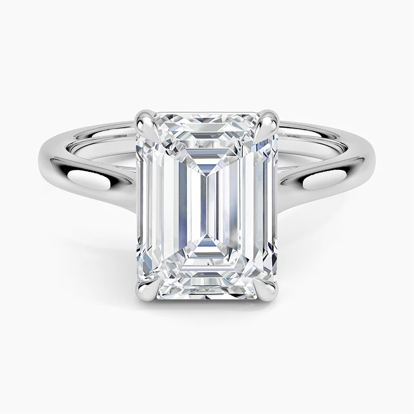 IGI Certified 3 Carat Emerald Lab Grown 2mm Provence Solitaire Ring In 14K Gold - Image 1 of 4