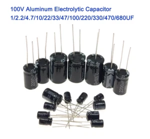 100V Aluminum Electrolytic Capacitor 1/2.2/4.7/10/22/33/47/100/220/330/470/680UF - Picture 1 of 14