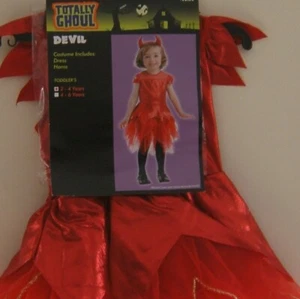 Red Devil Costume Totally Ghoul Halloween Dress Horns Child Toddler 2 to 4 Years - Picture 1 of 12