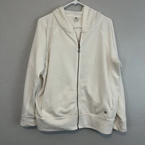 Felpa donna Soybu Tina con cappuccio zip intera rotolo linguetta manica tasche oversize bianca taglia M - Foto 1 di 8