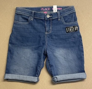 The Childrens Place Size 12 Girls Skimmer Blue Jean Shorts Super Stretch Pants - Picture 1 of 15