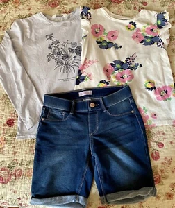 GAP Flutter Sleeve Top sz L, H&M L/S Top sz 12/14 & Knit Bermuda Shorts Sz 12 - Picture 1 of 12