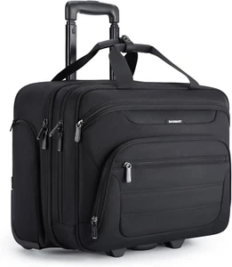 Rolling Laptop Bag, Wheeled Briefcase Fits 17.3 Inch Laptop, Overnight Roller Ca - Picture 1 of 12