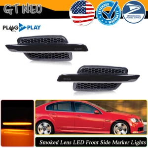 For 08-09 Pontiac G8 Smoked Lens Amber LED Front Fender Side Marker Light Lamps - Picture 1 of 11