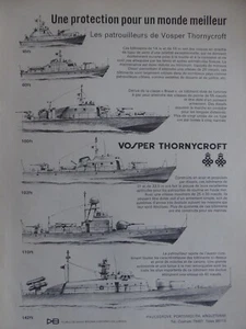 6/1971 PUB VOSPER THORNYCROFT MARINE PATROUILLEUR ROYAL NAVY NAVIES FRENCH AD - Imagen 1 de 1