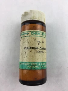 Vintage Pharmacy Chem-Ette Calcium Carbonate No 19 Medicine Bottle Portland OR - Picture 1 of 4