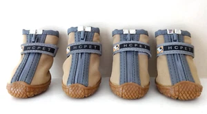 HC PET DOG SHOES BOOTS NO SLIP ALL WEATHER SZ 2 SMALL ANTI SLIP KHAKI GREY VGUC - Picture 1 of 15