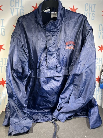 Atlanta Braves Mens Jacket / Vest Blue Hank Aaron Originals 1/2 Zip L VTG Cover