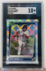 2021 Donruss RP-5 Rated Prospect Diamond Riley Greene SGC GM 10 Tigers Rookie - Picture 1 of 2