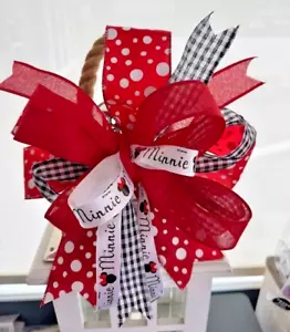Minnie Mouse Disney™ Bow Ribbon Birthday Gift Handmade Wreath Sign Lantern 12" - Picture 1 of 5