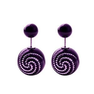 Damas Mujeres Púrpura Corte Giratorio Redondo Doble Cara Moda Tachuelas Pendientes Informales - Imagen 1 de 2