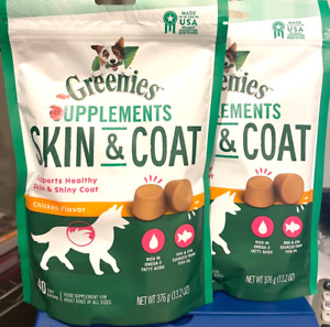 2 Bag Greenies Supplements 26.5 Oz Skin & Coat Chicken Flavor 80 TOTAL