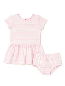 Wonder Nation Baby Girl Knit Cotton Dress Set Peach Whisper 6-9 Months - Picture 1 of 3