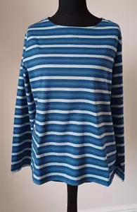 Nuovo con etichette Seasalt taglia 16 18,22,24 Sailor Top Teal Stripe Duet Mini Cornish Galley - Foto 1 di 6