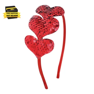 Valentine'S Day Heart Headband, Red Sequin Love Hair Band Hoop Glitter Heart Hai - Picture 1 of 7