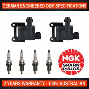 4x NGK Spark Plugs & 2x Swan Ignition Coils for Toyota Hilux RZN149/154/169 - Picture 1 of 7