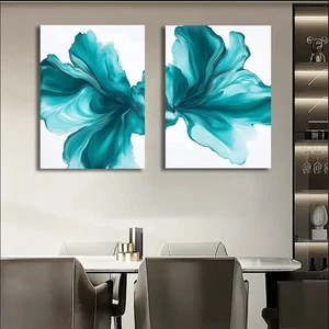 2pcs Majestic Lion & Tiger In Forest Minimalist Swirl Wall Art Canvas Unframed - Picture 1 of 6