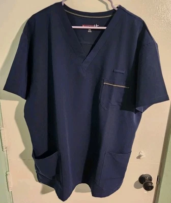 White Cross Scrub Top Regular V Neck Top Blue Men's Size 2XL *Good Condition* - Image 1 of 4
