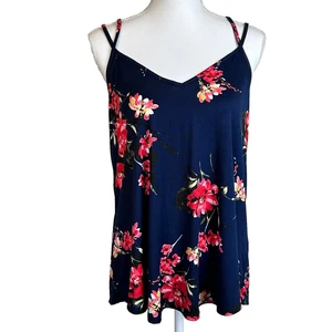 Papermoon Damen Top Gr. L Large blau bunt Blumen Spaghettiträger Bluse - Bild 1 von 10