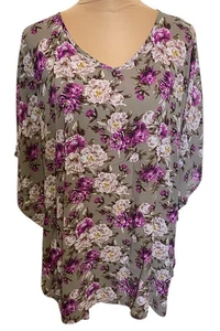 NINEXIS FLORAL KIMONO CHIFFON BLOUSE SHIRT TOP WOMEN 2X - Picture 1 of 5