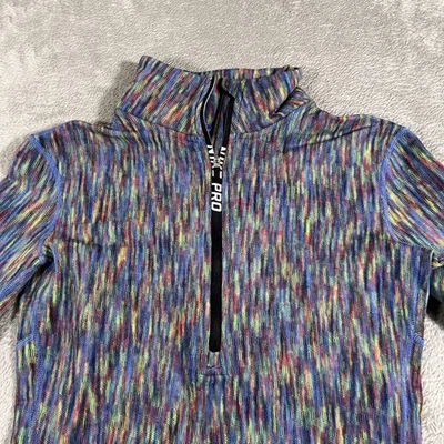 Nike Pro Hyperwarm Chaqueta Mujer Pequeña Gris Manga Larga Pullover Cuarto Cremallera Foto 1 de 4