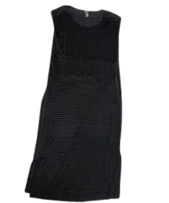 Chicos Travelers Tank Dress Womens 2 Black Striped Classic Round Neck Pullover - Image 1 of 4