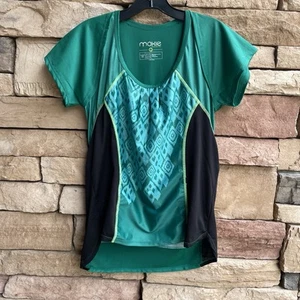 Moxie Cycling jersey Women's Green Black Short Sleeve T Shirt Sz L NEW - Picture 1 of 12