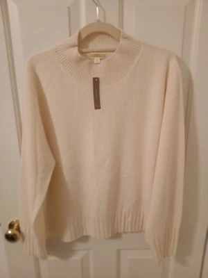 Suéter 100% cashmere creme J Crew Mock Turtle novo com etiquetas 1X - Imagem 1 de 3