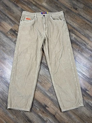 Pantalones Empyre Para Hombre 34x28 Relajado Grueso Pana Grunge Patinador Y2K Beige De Colección Foto 1 de 4